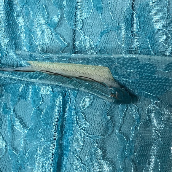 Vintage Mike Benet 60s Blue Lace Overlay Dress - Picture 10 of 15